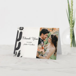 Photo Fiesta Cactus Floral Mexican Wedding Letterpress Thank You Card