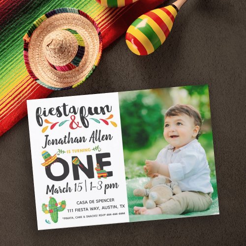 Photo Fiesta First Birthday Invitation