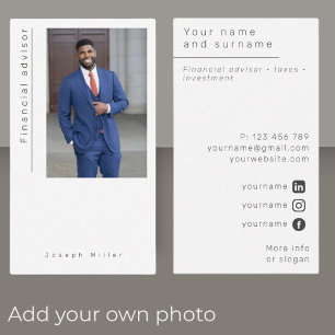 Photo financial advisor investment Business Card