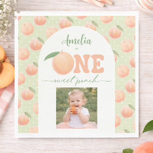 Photo First Birthday Party One Sweet Peach Party Napkins