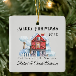 Photo First Christmas in Our New Home Ceramic Ornament