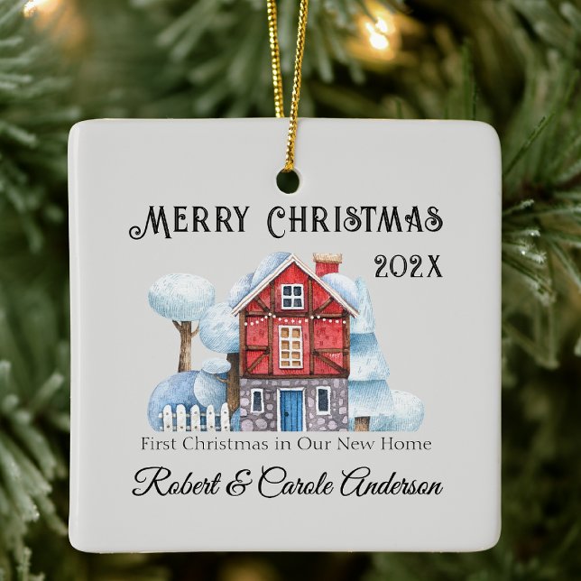 Photo First Christmas in Our New Home Ceramic Ornament (Creator Uploaded)