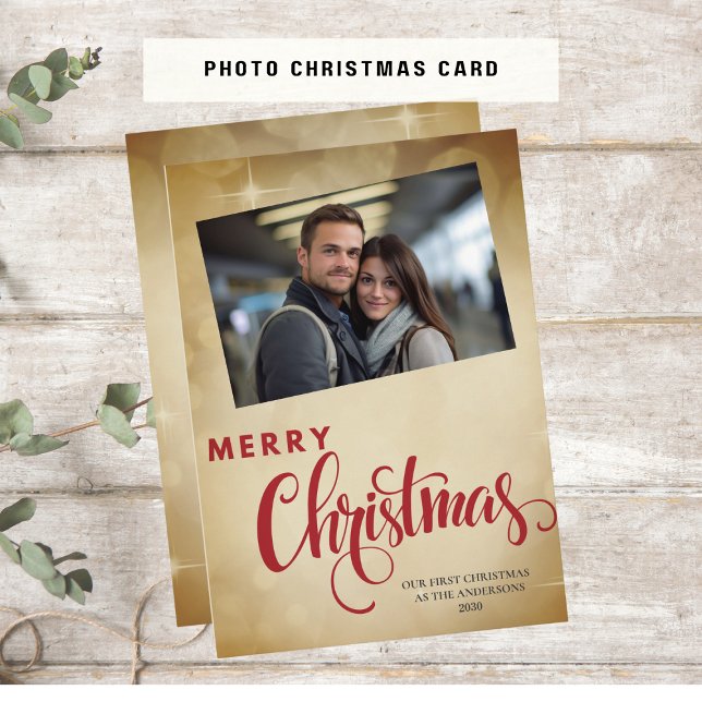 Photo First Christmas Married Flat Holiday Card (Creator Uploaded)