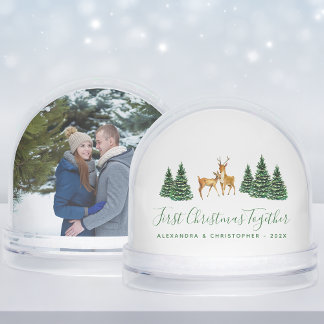 Photo First Christmas Together Deer Stag & Doe Snow Globe