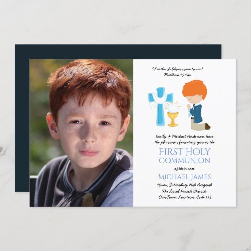 PHOTO First Holy Communion Invites BOY RED HAIR
