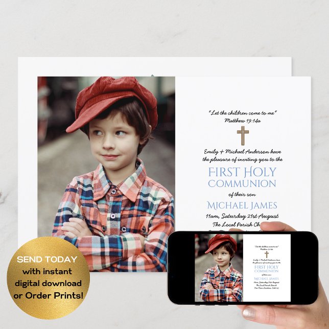 PHOTO First Holy Communion Invites BOYS CLASSIC (Creator Uploaded)