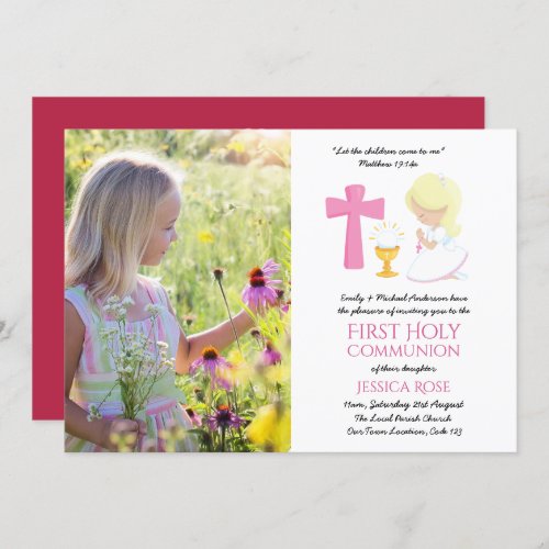 PHOTO First Holy Communion Invites Girl BLONDE