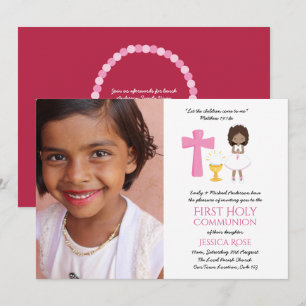 PHOTO First Holy Communion Invites Girl Dark Skin