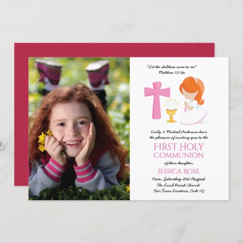 PHOTO First Holy Communion Invites Girl RED Hair