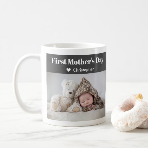 Photo First Mothers Day Modern Mommy Name Cute  Coffee Mug