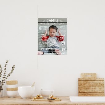 Photo First Second third Birthday board Poster | Zazzle