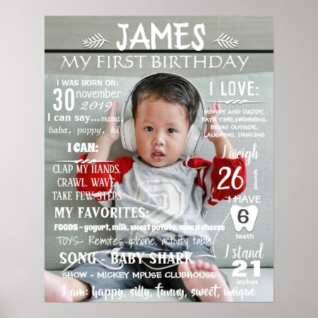 Photo First Second Third Birthday Board Poster