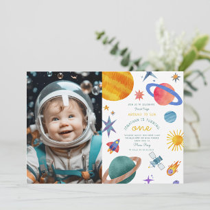Photo First trip aroundsun astronaut 1st Birthday Invitation