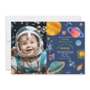 Photo First trip aroundsun astronaut 1st Birthday Invitation
