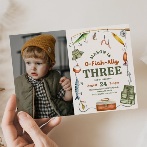 Photo Fishing 3rd Birthday Invitation