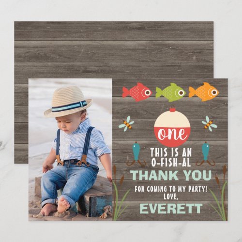 Photo Fishing Themed Birthday Thank You Card