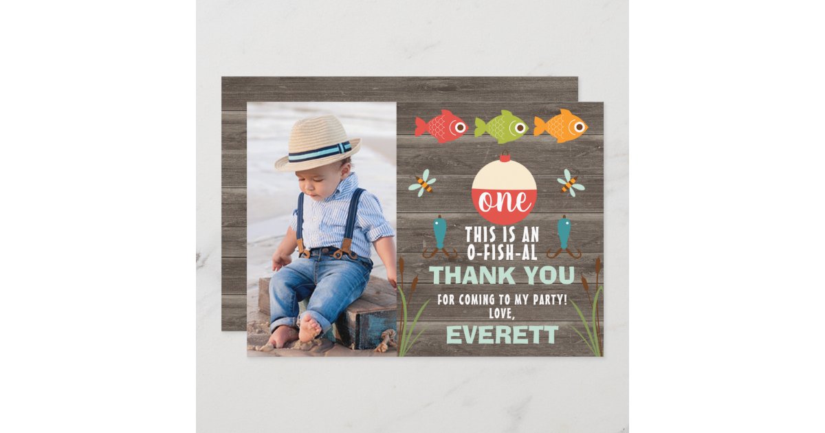 Photo Fishing Themed Birthday Thank You Card