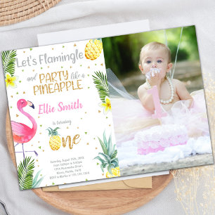 Photo Flamingo & Pineapple Invitations