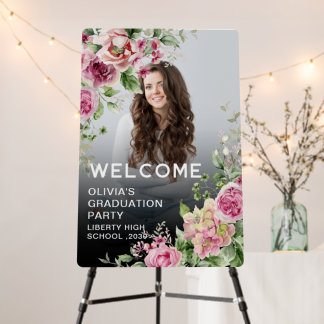 Photo Floral Boho floral gold script graduation Foam Board