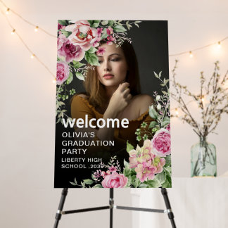 Photo Floral Boho floral modern script graduation Foam Board