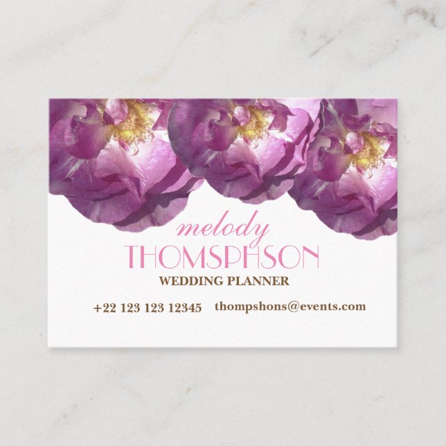 Photo Floral Business Cards, Roses Photo Business Card (Front)