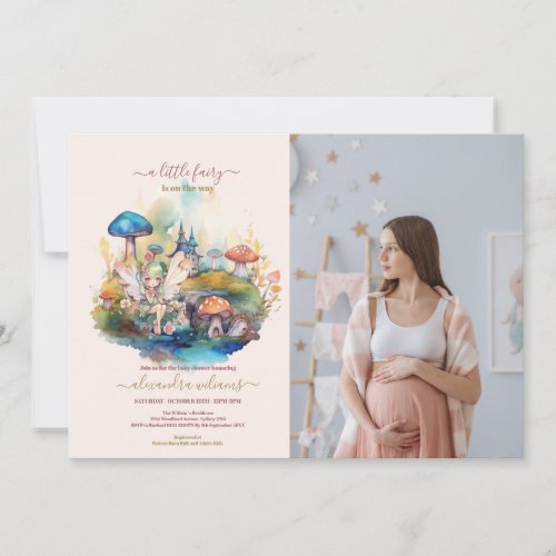 Photo Floral Fairy Princess Girl Baby Shower Invitation