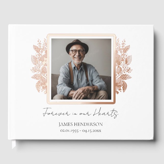 Photo Floral Frame Memorial Remembrance Foil Guest Book (Front)