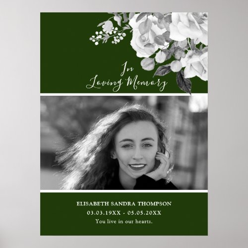 Photo Floral Green In loving Memory Welcome Sign