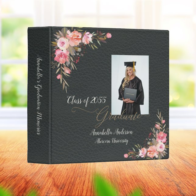 Photo Floral Leather Graduation Scrapbook Album 3 Ring Binder (Creator Uploaded)