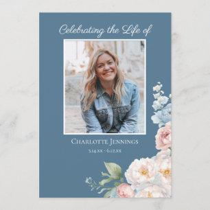 Photo Floral  Order of Service Funeral Memorial Program