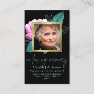 Photo Floral Prayer Card Memorial Celebration Lif