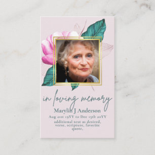 Photo Floral Prayer Card Memorial Celebration Lif