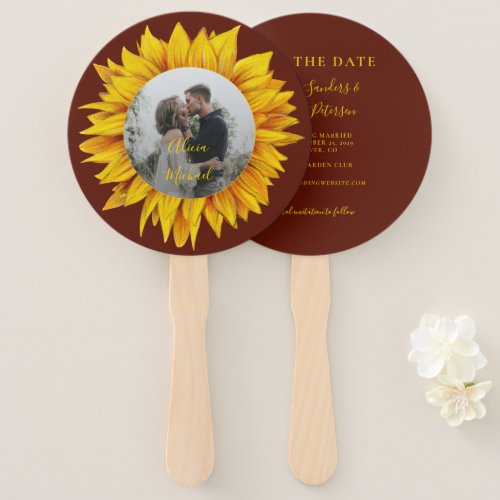 Photo floral rustic elegant wedding save the date hand fan