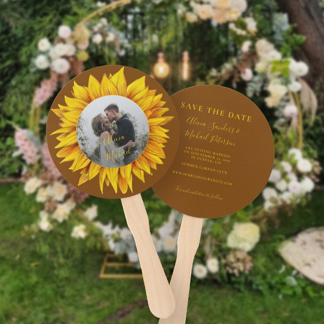 Photo floral rustic elegant wedding save the date hand fan (Creator Uploaded)