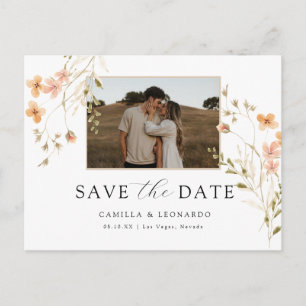 Photo Floral Save The Date Postcard
