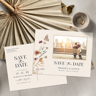 Photo Floral Save The Date Postcard