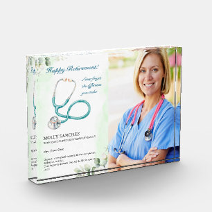 Photo Floral Stethoscope Doctor Happy Retirement Acrylic Award