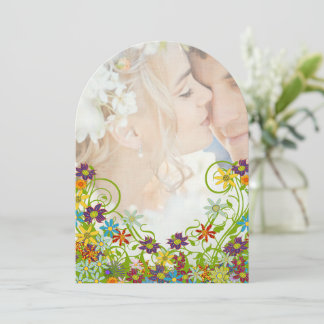 Photo Floral Swirly Flower Wedding Invitation