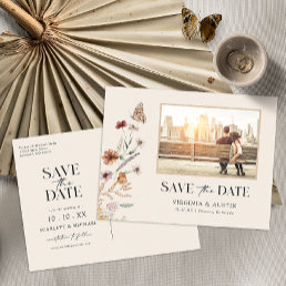 Photo Floral Wildflower Boho Save The Date Postcard