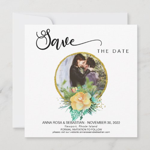 *~* PHOTO Floral Wreath Boho Wedding Save The Date