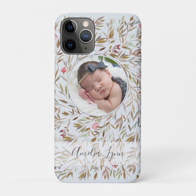 Photo Floral Wreath Personalized Photo Case-Mate iPhone Case (Back)
