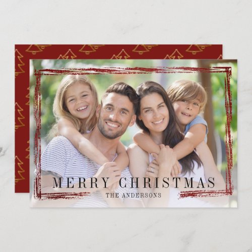 Photo Foil Frame Merry Christmas Holiday Card