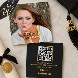 Photo Foil Graduate QR Networking Card