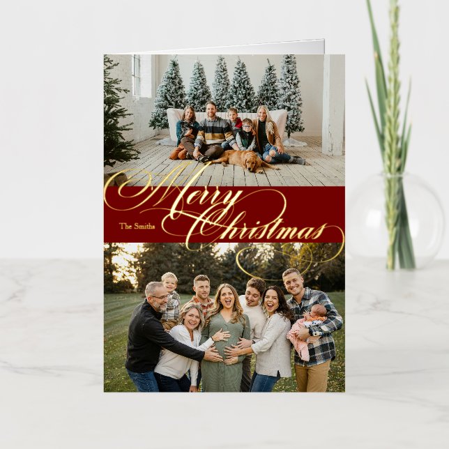 Photo Folded Foil Holiday Card (Front)