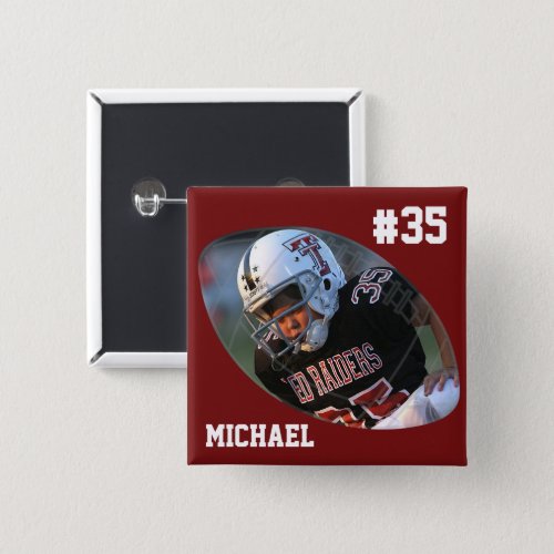 Photo Football _ Dark Red _ Personalized Button