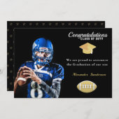 Photo Football player graduation  Announcements (Front/Back)