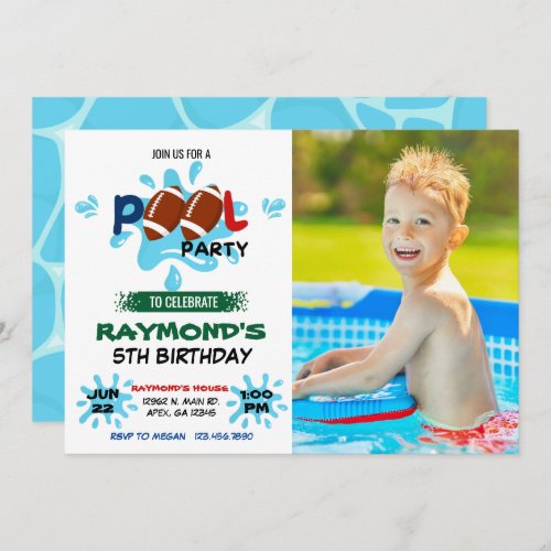 Photo Football Pool Party  Invitation