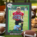 Photo Football Trading Card Birthday Party<br><div class="desc">Personalize these football birthday invitations with your player's favorite photo. The football card design has a black pattern background and features a helmet graphic for the birthday honorees age. All the text can be changed to suite your needs.</div>