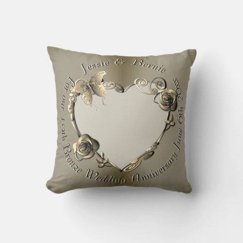 Photo for 8th19th Wedding Anniversary Rose Heart Throw Pillow
