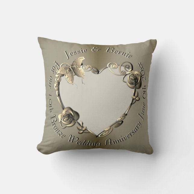 Photo for 8th,19th Wedding Anniversary Rose Heart Throw Pillow (Front)